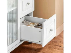 Keukentrolley Op Wielen Keukeneiland Serveerwagen Buffetkast Keukenkast Met 3 Laden, 2 Deuren, Kruidenrek En Handdoekenrek, 128X46X92 Cm, Fkw120-Wn-Sobuy Online