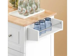 Keukentrolley Op Wielen Keukeneiland Serveerwagen Buffetkast Keukenkast Met 3 Laden, 2 Deuren, Kruidenrek En Handdoekenrek, 128X46X92 Cm, Fkw120-Wn-Sobuy Online