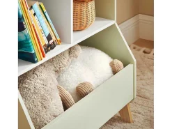Kinderspeelgoedopbergplank, Boekenplank, Opbergeenheid Voor Kinderkamer, Boekenkast Met 2 Planken En 3 Open Vakken, 60 X 36 X 89 Cm, Kmb90-Gr-Sobuy Best