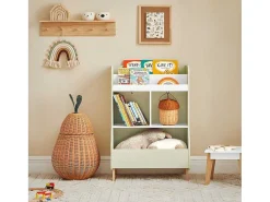 Kinderspeelgoedopbergplank, Boekenplank, Opbergeenheid Voor Kinderkamer, Boekenkast Met 2 Planken En 3 Open Vakken, 60 X 36 X 89 Cm, Kmb90-Gr-Sobuy Best