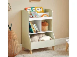 Kinderspeelgoedopbergplank, Boekenplank, Opbergeenheid Voor Kinderkamer, Boekenkast Met 2 Planken En 3 Open Vakken, 60 X 36 X 89 Cm, Kmb90-Gr-Sobuy Best
