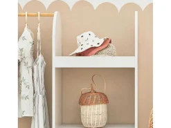 Kmb40-W Kinderkledingkast, Kinderslaapkamer Kledingrek, Kinderkledingrek, Kledingroedes, Kapstok, Kledingkasten Met 3 Planken, 1 Mand En 3 Haken-Sobuy Outlet