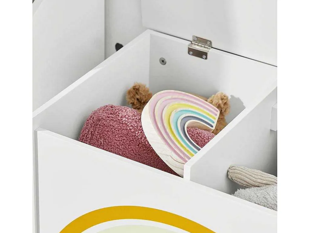 Kmb70-W Speelgoedkist Voor Kinderen, Speelgoed Opbergdoos, Opbergkist Met Scharnierend Deksel, Regenboogdesign, Kinderboekenplank-Sobuy Hot
