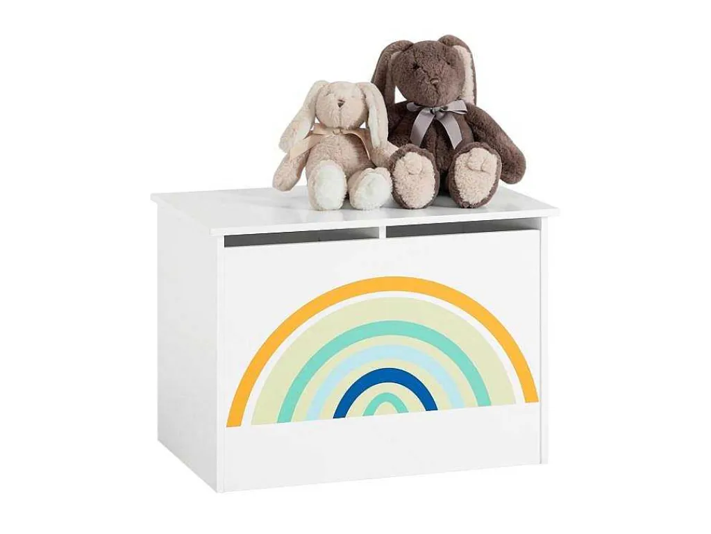 Kmb70-W Speelgoedkist Voor Kinderen, Speelgoed Opbergdoos, Opbergkist Met Scharnierend Deksel, Regenboogdesign, Kinderboekenplank-Sobuy Hot
