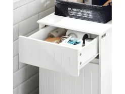 Linnenkast, Wasmand, Badkameronderkast, Toiletkast, Opbergmeubel Met 1 Lade En 1 Uitneembare Wasmand, Wit, 40X39X86Cm, Bzr110-W-Sobuy Sale