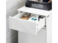 Linnenkast, Wasmand, Badkameronderkast, Toiletkast, Opbergmeubel Met 1 Lade En 1 Uitneembare Wasmand, Wit, 40X39X86Cm, Bzr110-W-Sobuy Sale