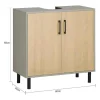 Ondergootsteen, Ondergootsteen, Badkamermeubel Met 2 Deuren En 2 Planken, Badkameropbergkast, L60 X D30 X H60 Cm, Grijs En Hout, Bzr133-Ng-Sobuy Best