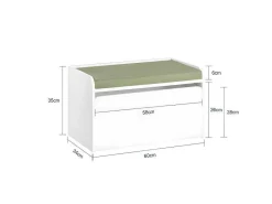 Speelgoedkist Voor Kinderen, 2-In-1 Opbergdoos Met 1 Lade Op Wielen En Gevoerde Zitkussen, Wit, 60X34X35 Cm, Kmb80-W-Sobuy Sale