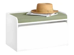 Speelgoedkist Voor Kinderen, 2-In-1 Opbergdoos Met 1 Lade Op Wielen En Gevoerde Zitkussen, Wit, 60X34X35 Cm, Kmb80-W-Sobuy Sale