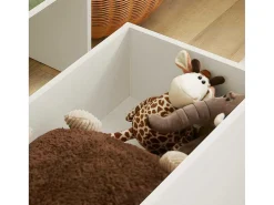 Speelgoedkist Voor Kinderen, 2-In-1 Opbergdoos Met 1 Lade Op Wielen En Gevoerde Zitkussen, Wit, 60X34X35 Cm, Kmb80-W-Sobuy Sale