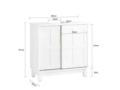 Wastafelmeubel Badkamermeubel Wastafelopbergkast Met 2 Schuifdeuren Wit Lph 60 X 30 X 61 Cm Bzr142-W-Sobuy Clearance