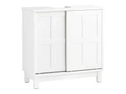 Wastafelmeubel Badkamermeubel Wastafelopbergkast Met 2 Schuifdeuren Wit Lph 60 X 30 X 61 Cm Bzr142-W-Sobuy Clearance
