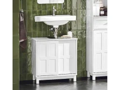 Wastafelmeubel Badkamermeubel Wastafelopbergkast Met 2 Schuifdeuren Wit Lph 60 X 30 X 61 Cm Bzr142-W-Sobuy Clearance