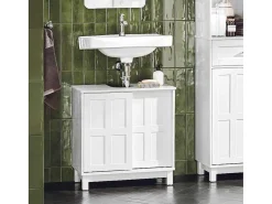 Wastafelmeubel Badkamermeubel Wastafelopbergkast Met 2 Schuifdeuren Wit Lph 60 X 30 X 61 Cm Bzr142-W-Sobuy Clearance