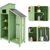 Sparrenhouten Tuinhuis - Gereedschapsschuur Met 2 Geintegreerde Planken - H 173 Cm - Waterdicht Pvc Dak - Groen-ModernLuxe Discount