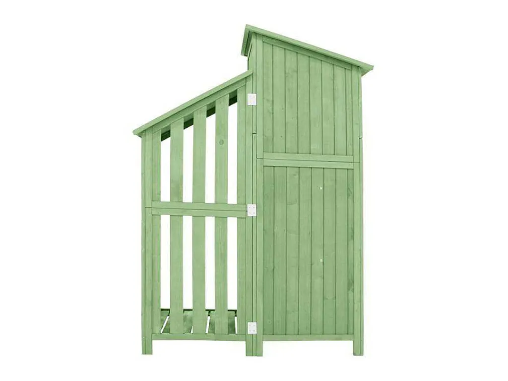 Sparrenhouten Tuinhuis - Gereedschapsschuur Met 2 Geintegreerde Planken - H 173 Cm - Waterdicht Pvc Dak - Groen-ModernLuxe Discount