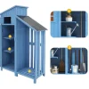 Sparrenhouten Tuinhuis - Gereedschapsschuur Met 2 Geintegreerde Planken - H 173 Cm - Waterdicht Pvc Dak - Groen-ModernLuxe Clearance