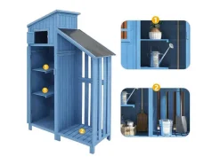 Sparrenhouten Tuinhuis - Gereedschapsschuur Met 2 Geintegreerde Planken - H 173 Cm - Waterdicht Pvc Dak - Groen-ModernLuxe Clearance