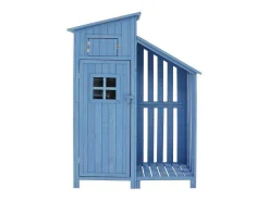 Sparrenhouten Tuinhuis - Gereedschapsschuur Met 2 Geintegreerde Planken - H 173 Cm - Waterdicht Pvc Dak - Groen-ModernLuxe Clearance