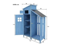 Sparrenhouten Tuinhuis - Gereedschapsschuur Met 2 Geintegreerde Planken - H 173 Cm - Waterdicht Pvc Dak - Groen-ModernLuxe Clearance