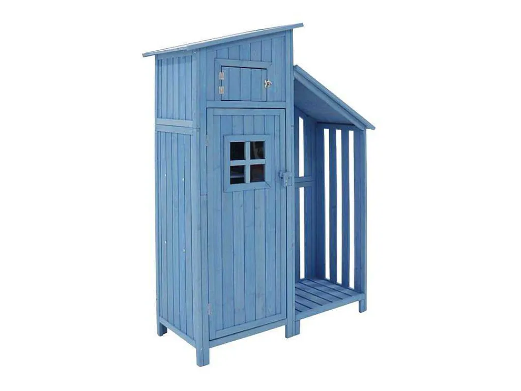 Sparrenhouten Tuinhuis - Gereedschapsschuur Met 2 Geintegreerde Planken - H 173 Cm - Waterdicht Pvc Dak - Groen-ModernLuxe Clearance