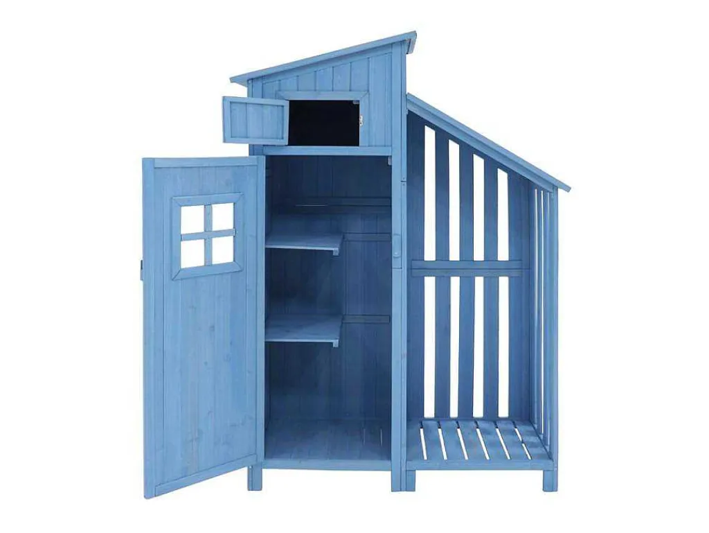 Sparrenhouten Tuinhuis - Gereedschapsschuur Met 2 Geintegreerde Planken - H 173 Cm - Waterdicht Pvc Dak - Groen-ModernLuxe Clearance
