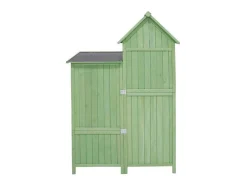 Sparrenhouten Tuinhuis - Gereedschapsschuur Met 2 Geintegreerde Planken - H 173 Cm - Waterdicht Pvc Dak - Groen-ModernLuxe