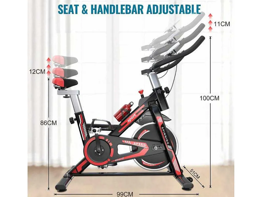 Spin Bike Stationaire Indoor Cycling Bike Met Riemaandrijving 10Kg Vliegwiel-Vente-unique New