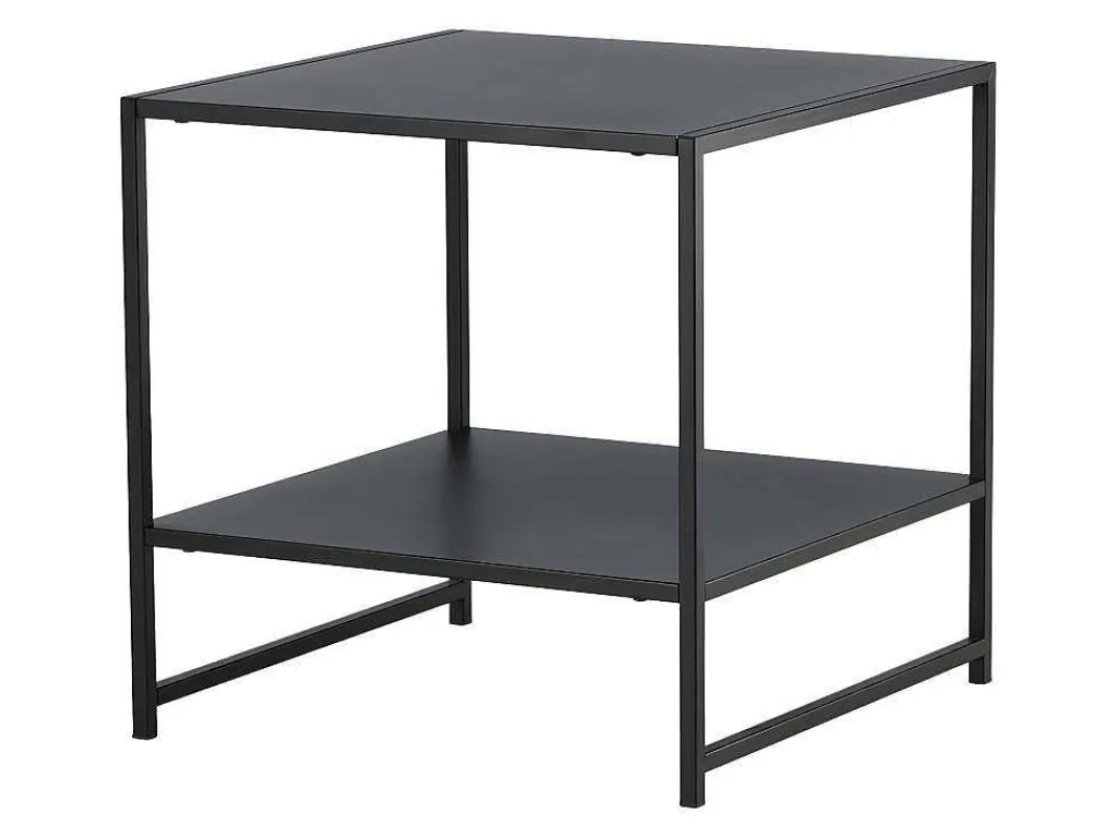 Staal Bijzettafel Met Plank 51X51 Cm Zwart.-Venture Home Best