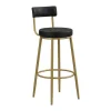 Staande Eettafel - 1 Tafel En 2 Krukken - Rechthoekige Tafel - Zwart & Goud-ModernLuxe