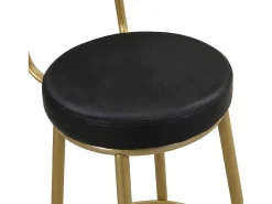 Staande Eettafel - 1 Tafel En 2 Krukken - Rechthoekige Tafel - Zwart & Goud-ModernLuxe