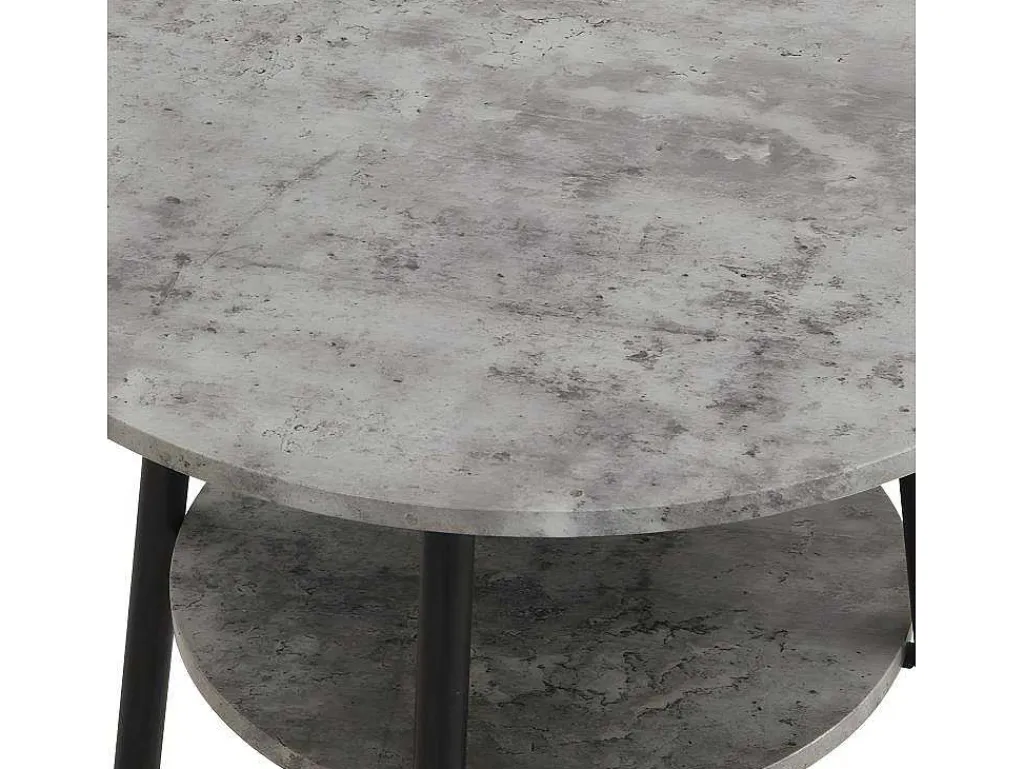 Staande Eettafel - 1 Tafel En 2 Krukken - Ronde Tafel Met Opbergplank - Zwart & Grijs-ModernLuxe