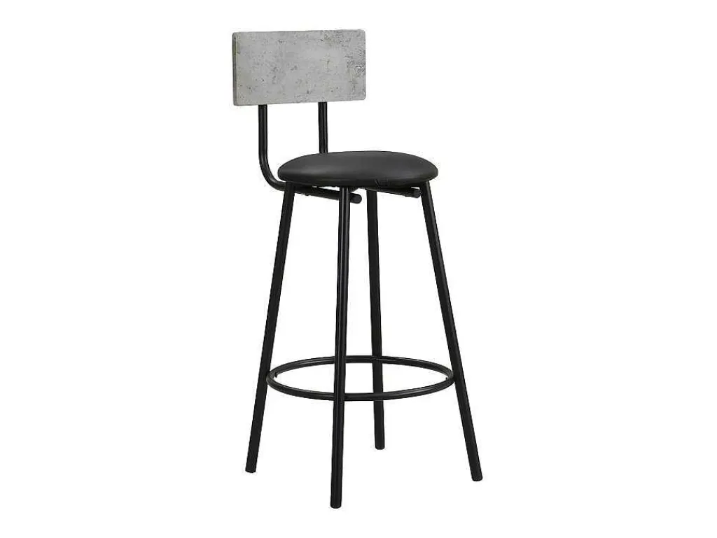 Staande Eettafel - 1 Tafel En 2 Krukken - Ronde Tafel Met Opbergplank - Zwart & Grijs-ModernLuxe