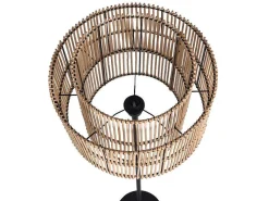 Staande Lamp Etnische Stijl Van Bamboe En Zwart Metaal - D 40 Cm X H 157,5 Cm - Parana-OZAIA New