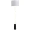 Staande Lamp In Vintage-Stijl - Marmeren Voet En Witte Stoffen Kap - D40 X H160 Cm - Merple-OZAIA