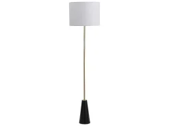 Staande Lamp In Vintage-Stijl - Marmeren Voet En Witte Stoffen Kap - D40 X H160 Cm - Merple-OZAIA