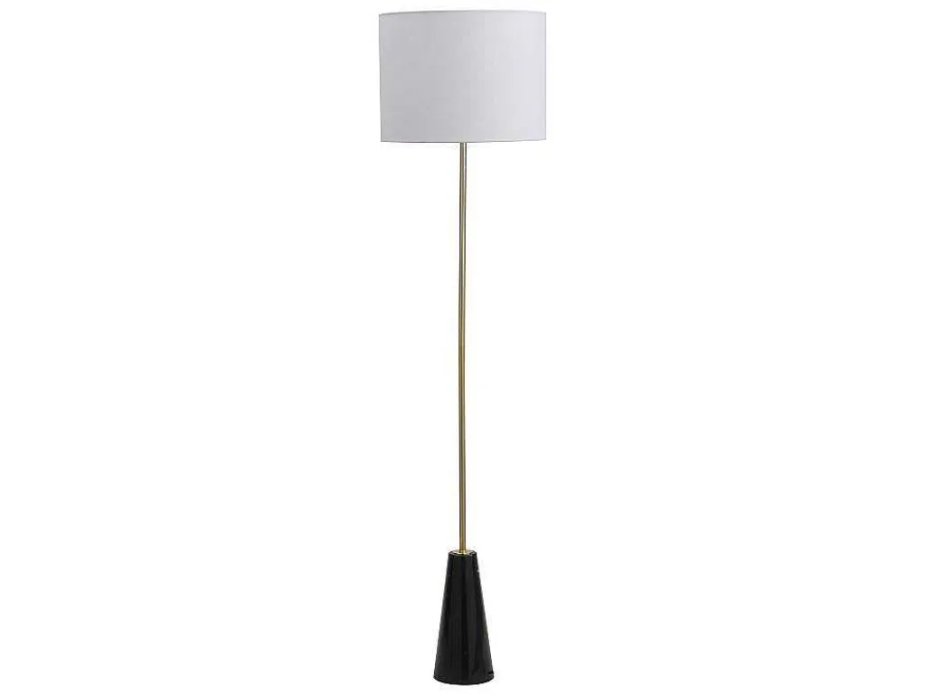 Staande Lamp In Vintage-Stijl - Marmeren Voet En Witte Stoffen Kap - D40 X H160 Cm - Merple-OZAIA