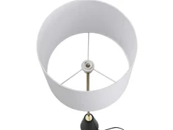 Staande Lamp In Vintage-Stijl - Marmeren Voet En Witte Stoffen Kap - D40 X H160 Cm - Merple-OZAIA