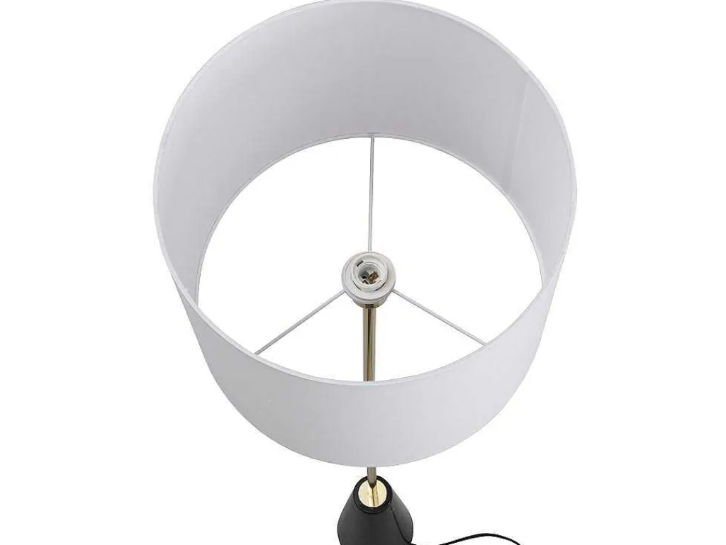 Staande Lamp In Vintage-Stijl - Marmeren Voet En Witte Stoffen Kap - D40 X H160 Cm - Merple-OZAIA