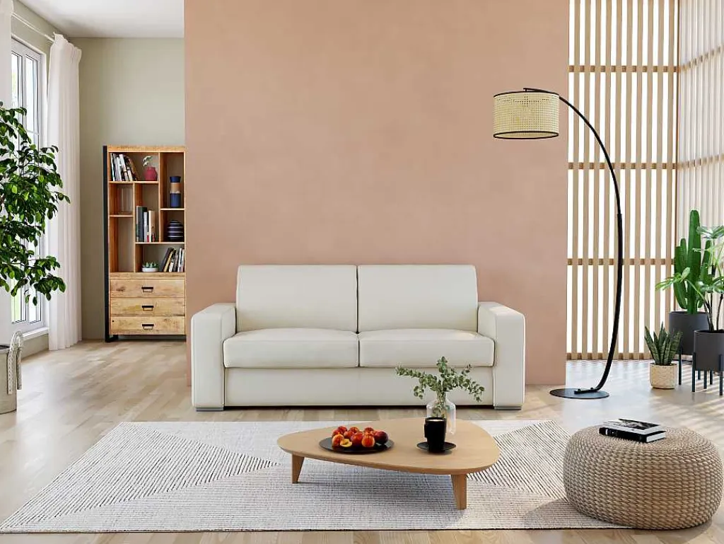Staande Lamp Met Boog En Vlechtwerk Neirobi - Etnische Stijl - Ijzer En Rotan - 105 X 40 X 195 Cm - Zwart En Naturel-OZAIA Discount