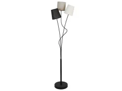 Staande Lamp Met Hedendaagse Stijl Met 3 Lampenkappen Veritas - Metaal En Stof - 23 X 23 X 149,5 Cm - Grijs, Zwart, Wit-OZAIA Sale
