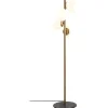Staande Lamp Van Metaal En Glas 4 Bollen Faze - H130 Cm - Goud En Wit-OZAIA Hot