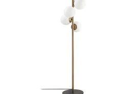 Staande Lamp Van Metaal En Glas 4 Bollen Faze - H130 Cm - Goud En Wit-OZAIA Hot