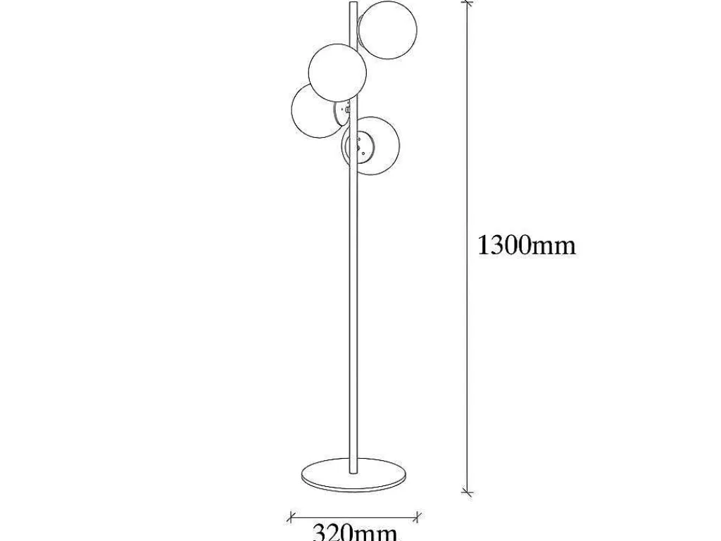 Staande Lamp Van Metaal En Glas 4 Bollen Faze - H130 Cm - Goud En Wit-OZAIA Hot