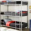 Stapelbed - 3 X 90 X 190 Cm - Metaal - Zilverkleur - Met Matras - Elouan-Vente-unique Discount