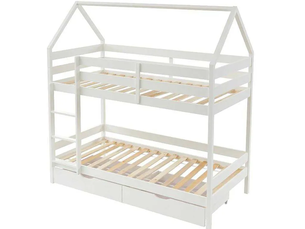Stapelbed 2 X 90 X 190 Cm - 2 Laden - Grenen - Wit - Chori-Vente-unique