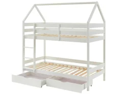 Stapelbed 2 X 90 X 190 Cm - 2 Laden - Grenen - Wit - Chori-Vente-unique