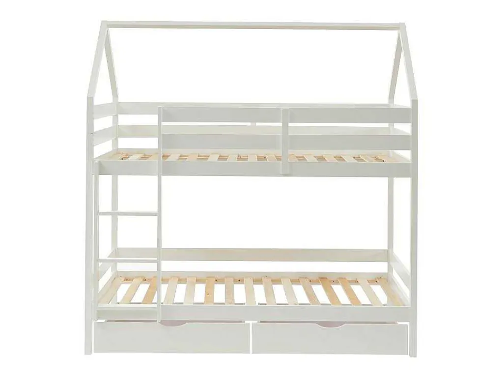 Stapelbed 2 X 90 X 190 Cm - 2 Laden - Grenen - Wit - Chori-Vente-unique