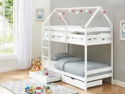 Stapelbed 2 X 90 X 190 Cm - 2 Laden - Grenen - Wit - Chori-Vente-unique