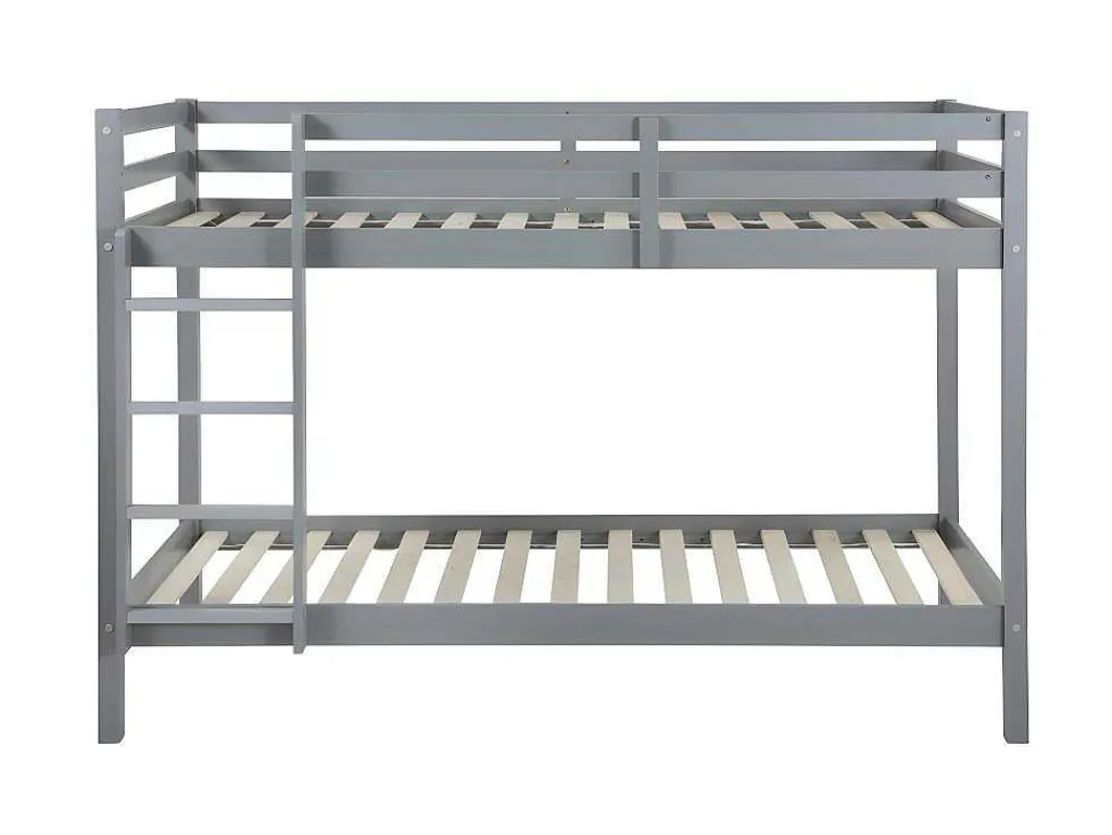 Stapelbed Anicet Ii - 2 X 90X 190 Cm - Massief Grenen - Grijs + Matras-Vente-unique Best